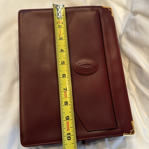 CARTIER Leather Bordeaux Clutch with Outer pocket. 10”x8x2” - Picture 9 of 14